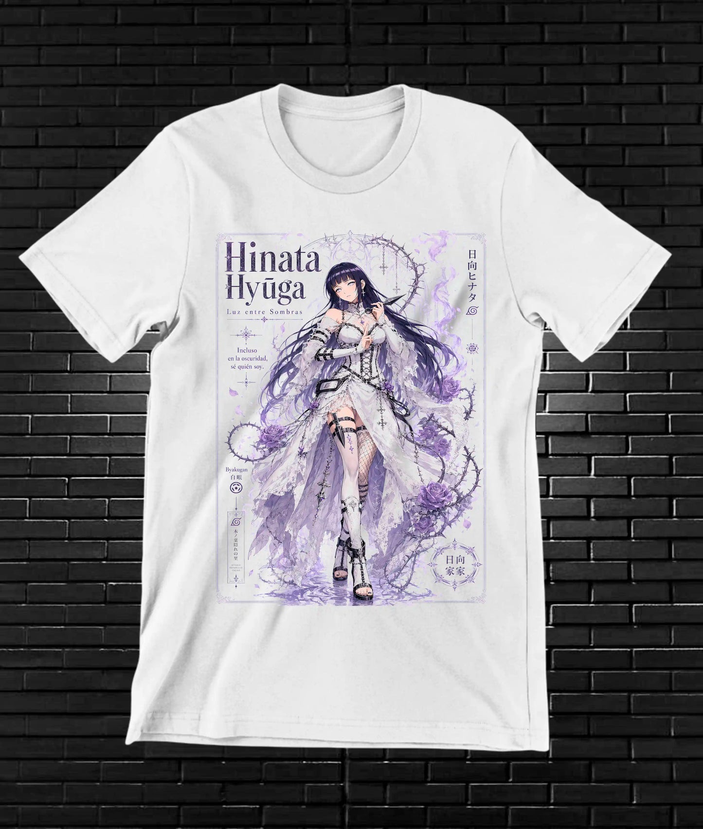 Camiseta Naruto Hinata BALOR diseño BAREN blanco