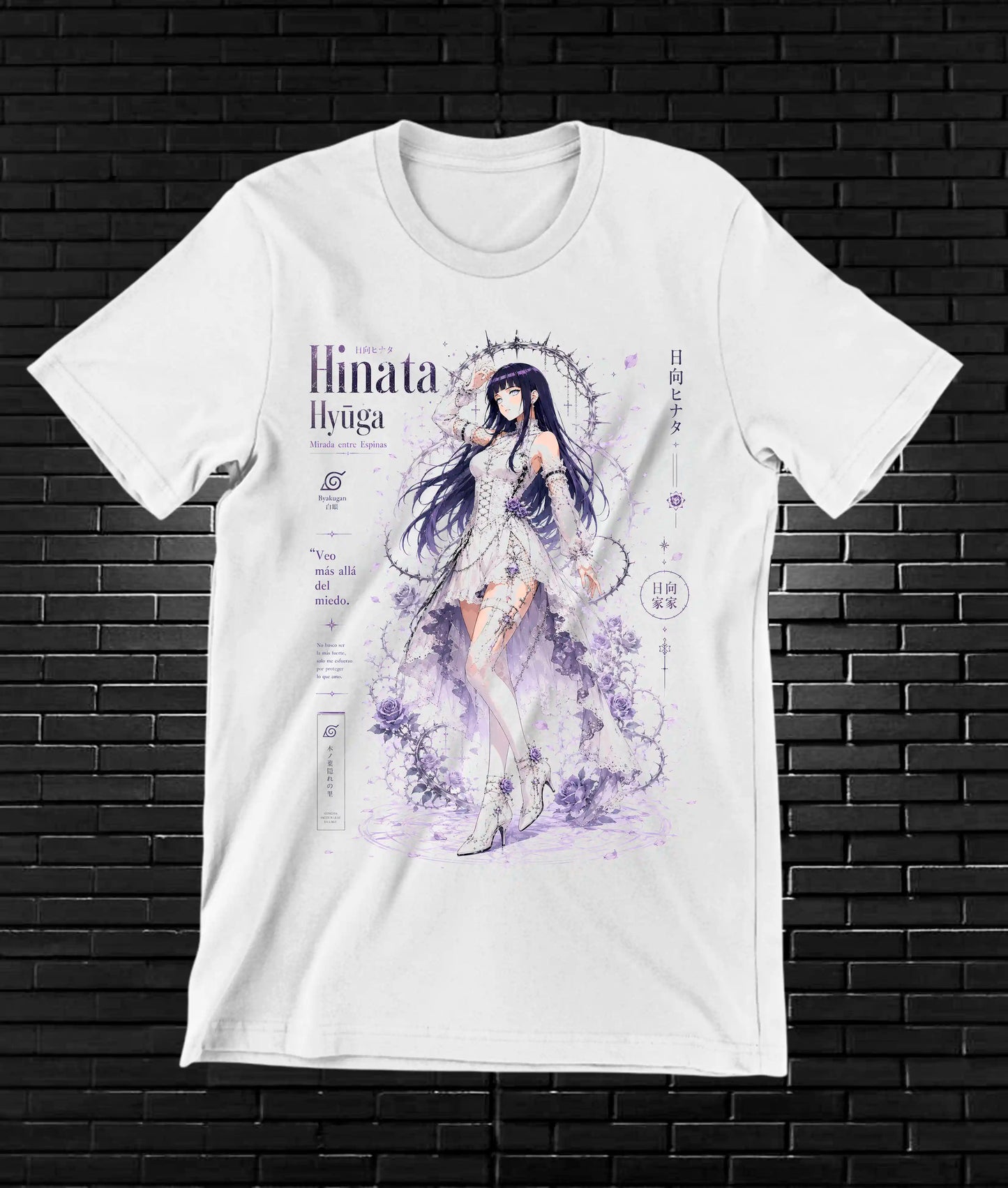 Camiseta Naruto Hinata BALOR diseño NIVRA blanco