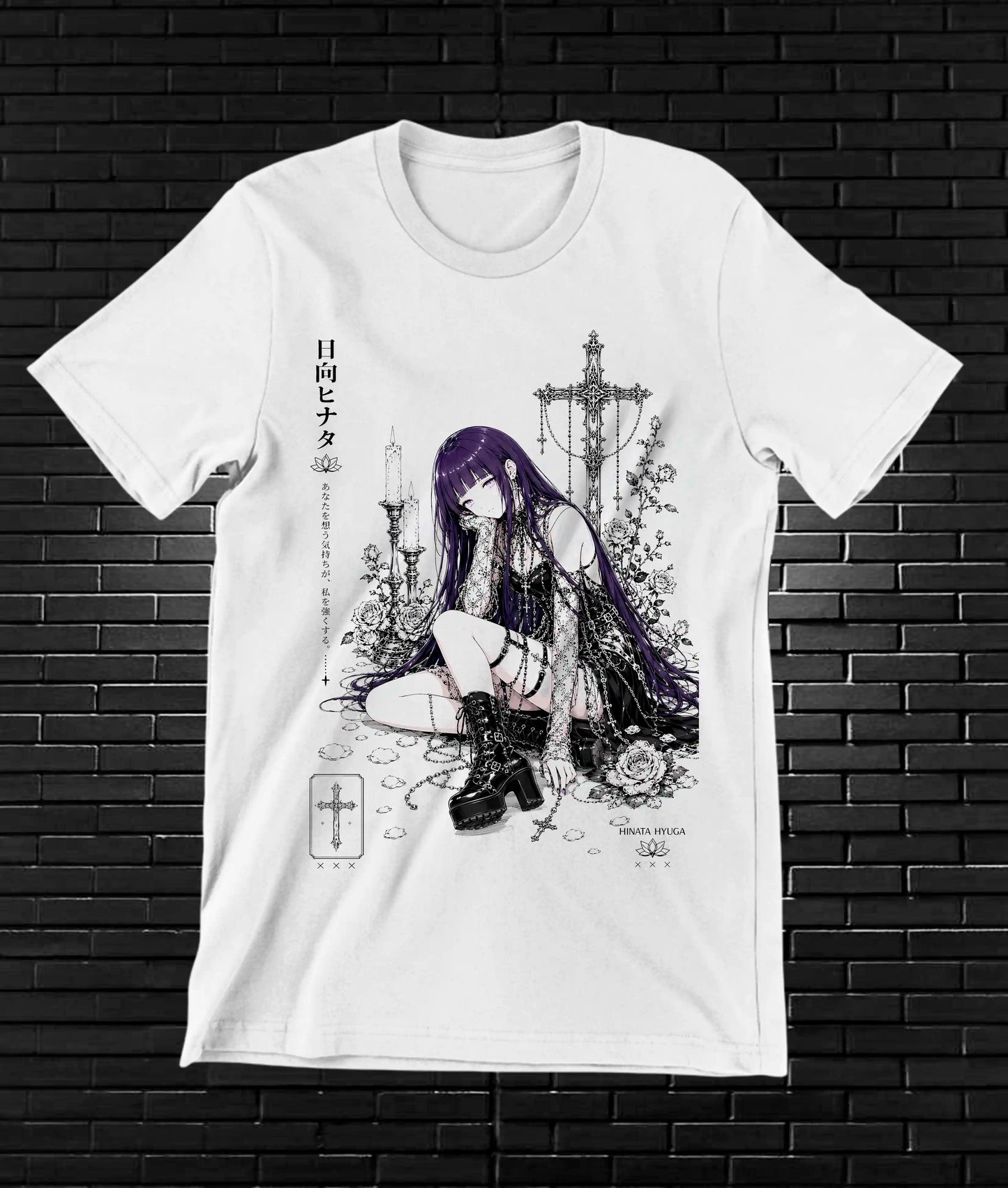 Camiseta Naruto Hinata BAMOR diseño BAREN blanca