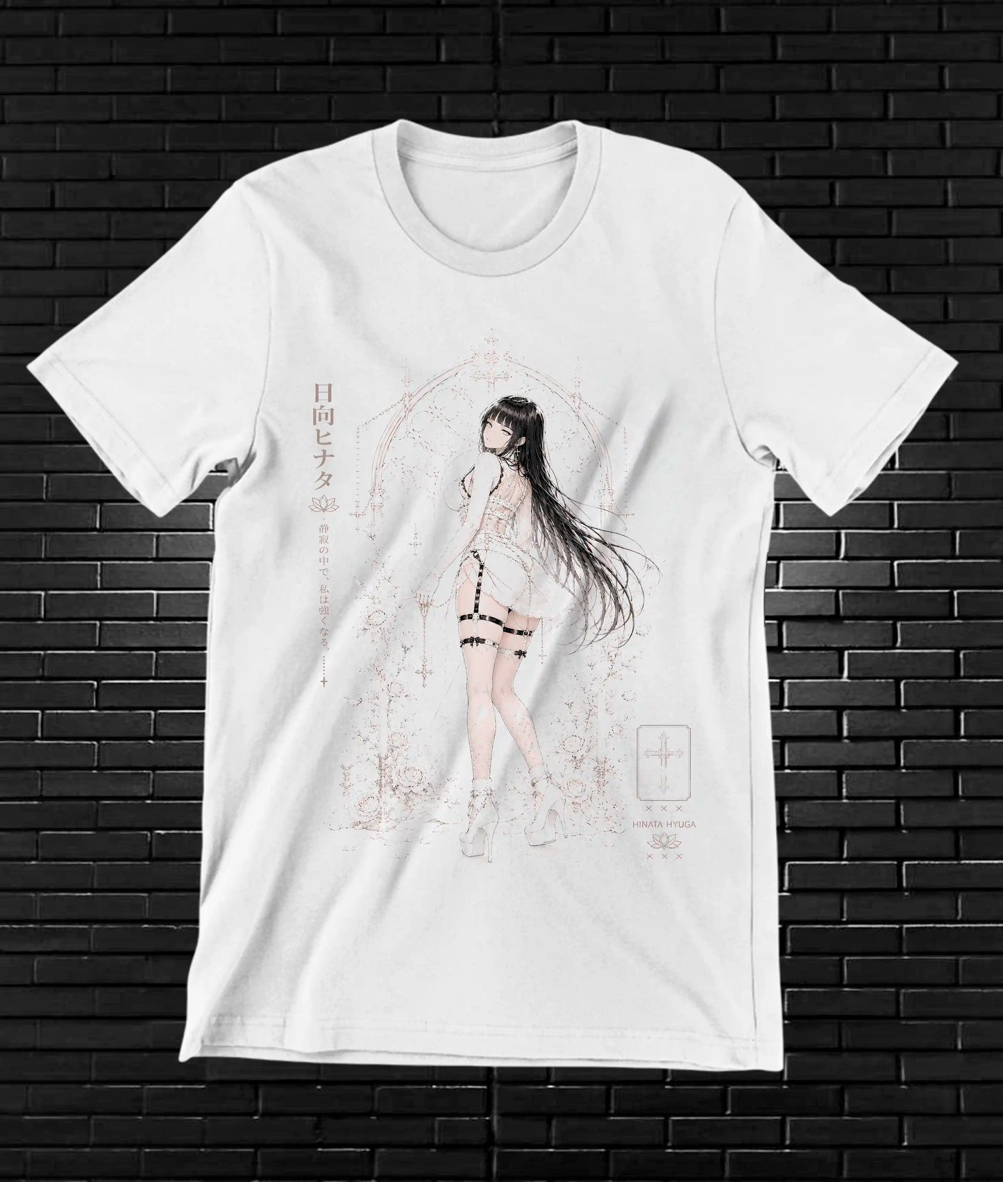Camiseta Naruto Hinata BAMOR diseño CAVOX blanca