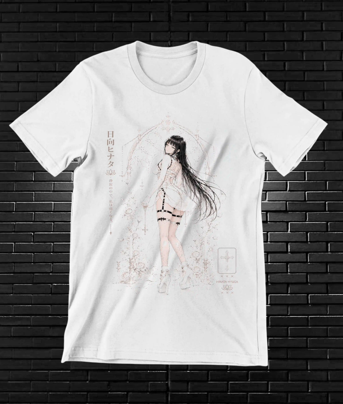 Camiseta Naruto Hinata BAMOR diseño CAVOX blanca