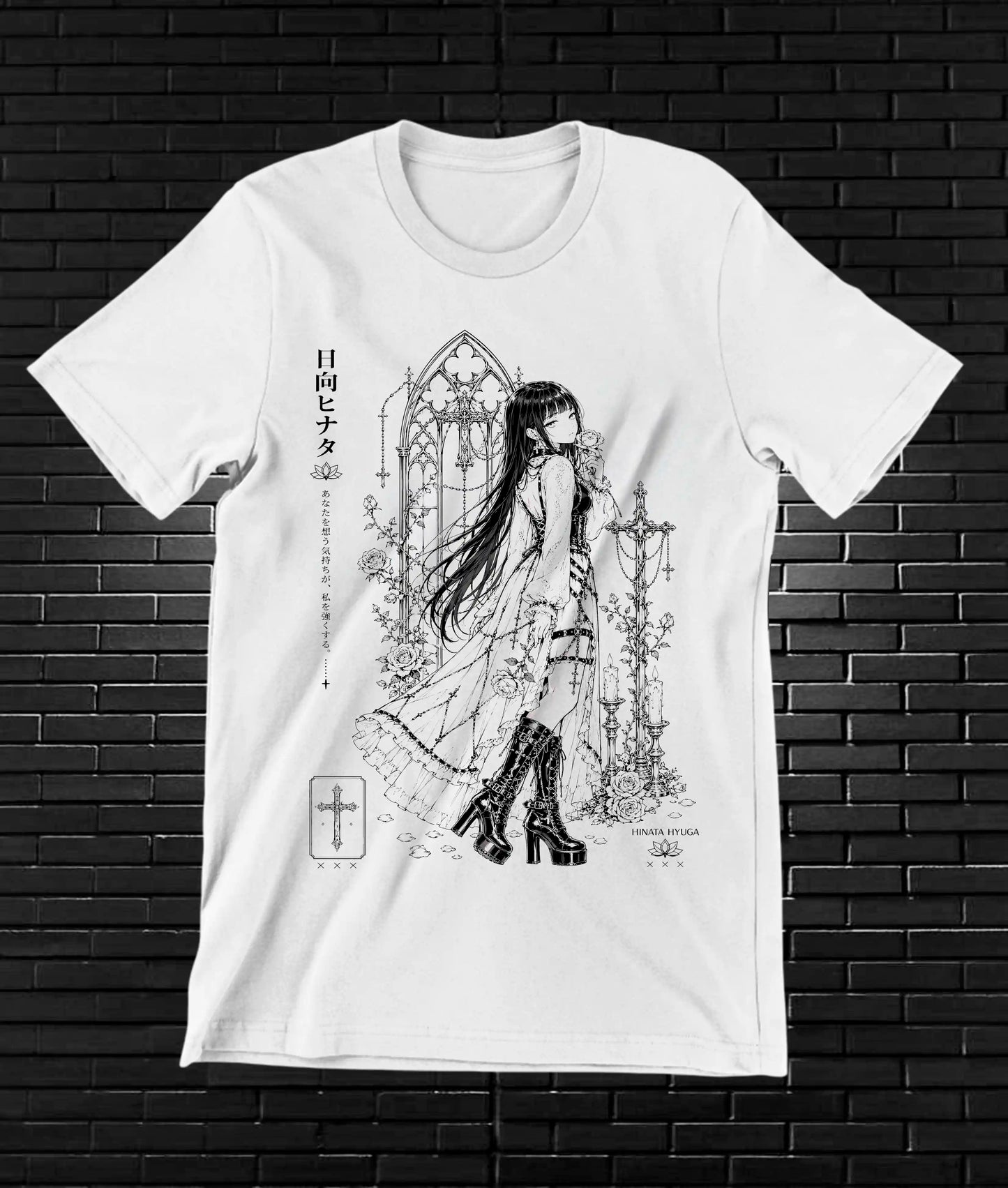 Camiseta Naruto Hinata BAMOR diseño MERON blanca