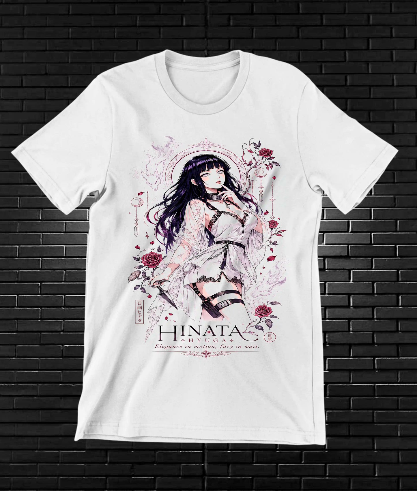 Camiseta Naruto Hinata BAXOR diseño BANIX blanco