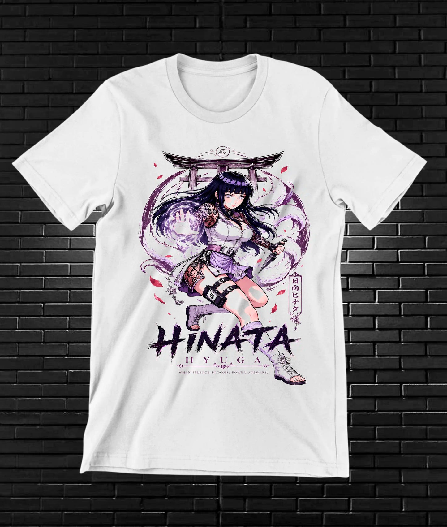 Camiseta Naruto Hinata BAXOR diseño MERON blanco