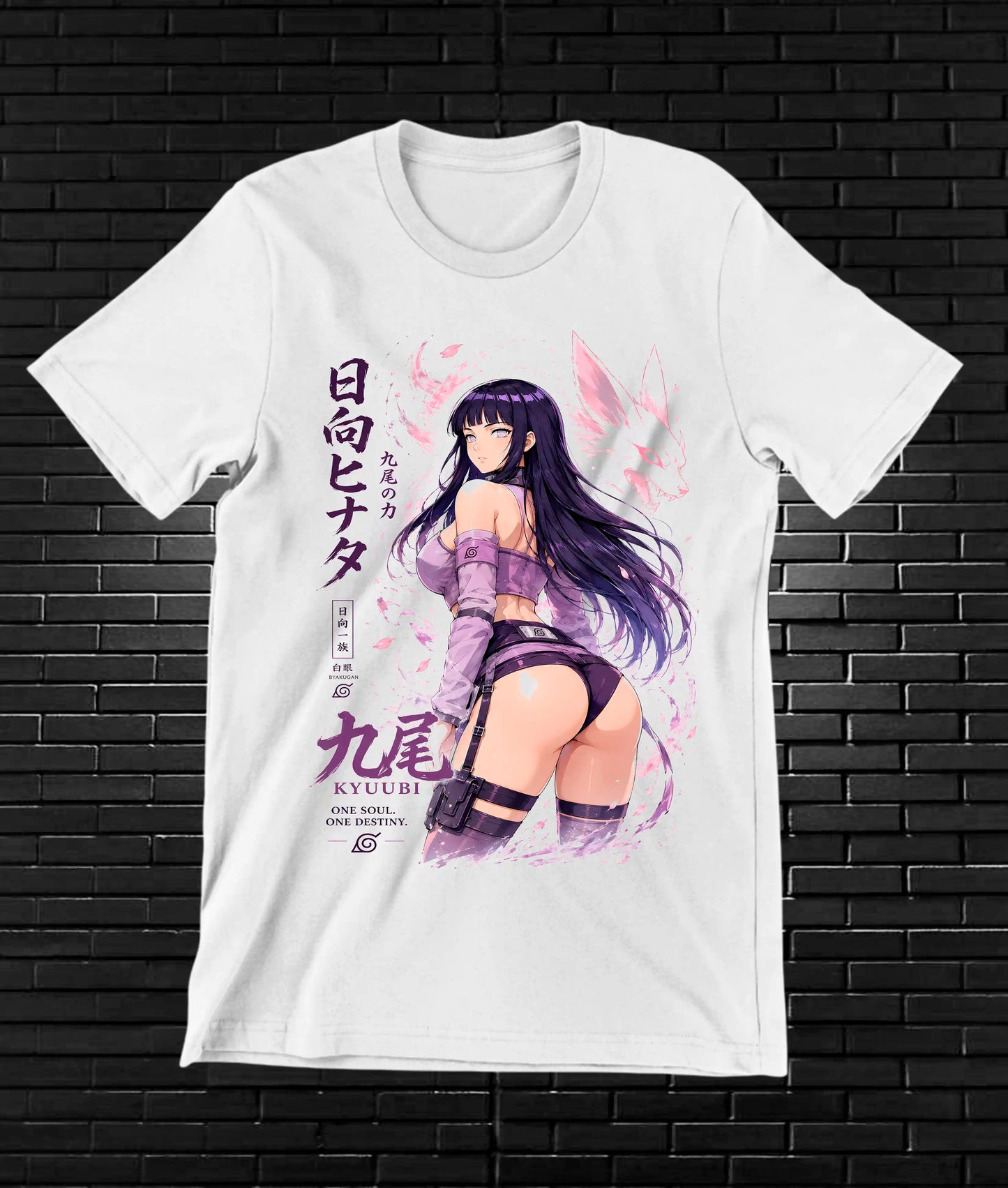 Camiseta Naruto Hinata BAYRA diseño MERON blanca