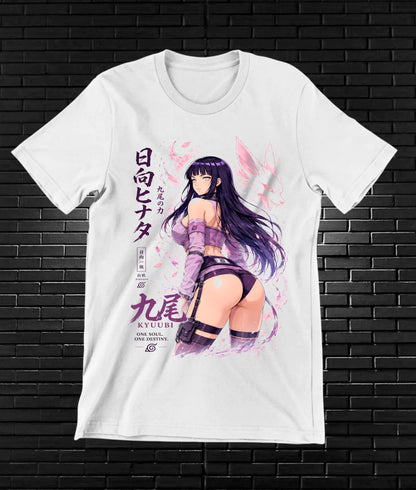 Camiseta Naruto Hinata BAYRA diseño MERON blanca
