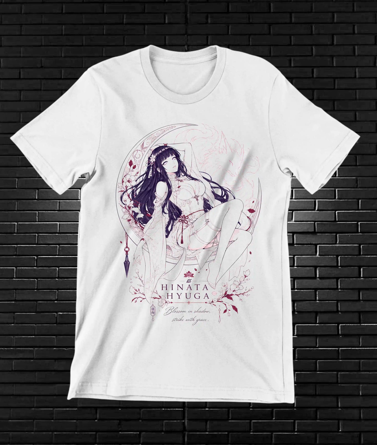 Camiseta Naruto Hinata CALEN diseño BAREN blanco