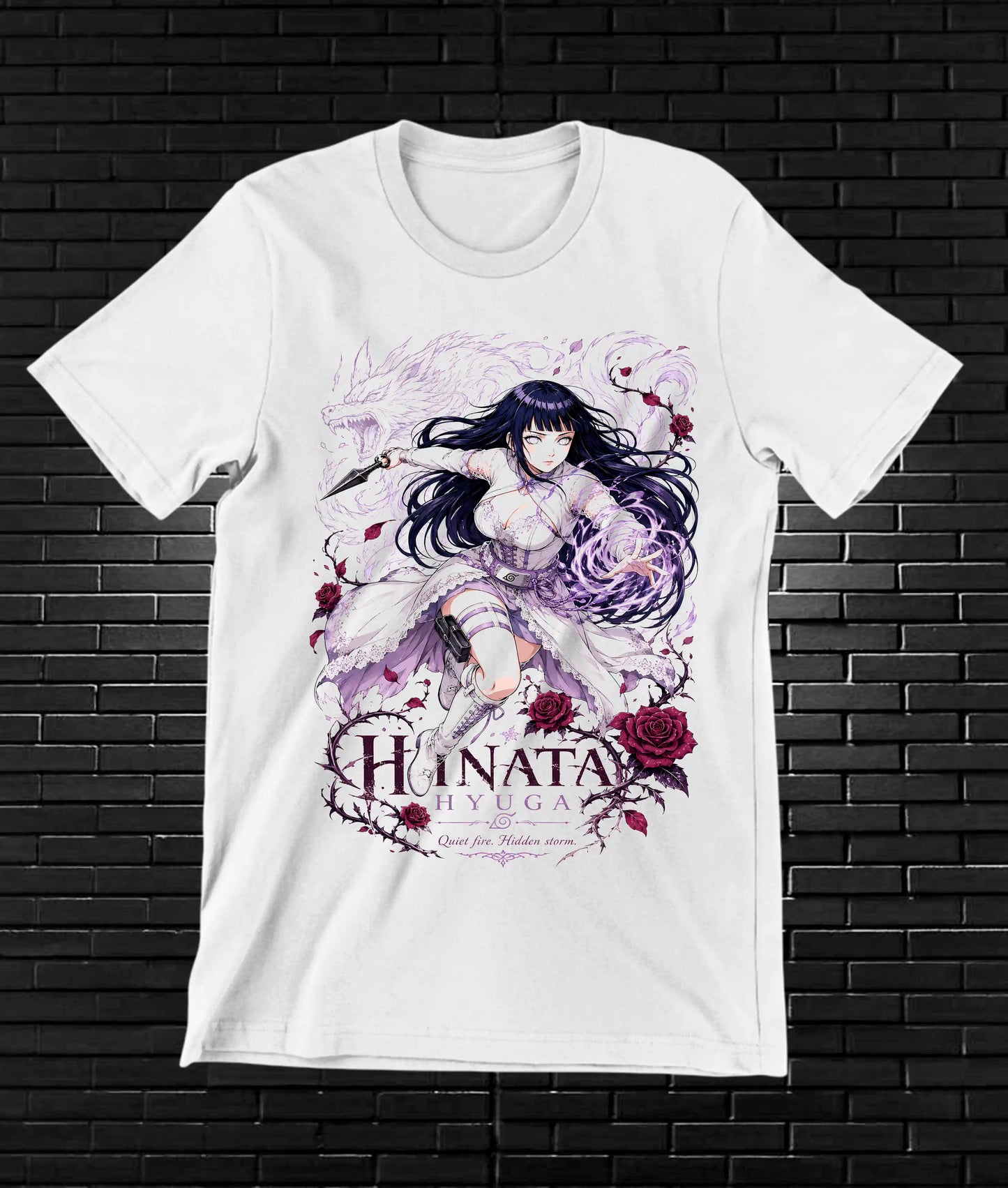 Camiseta Naruto Hinata CALEN diseño CAVOX blanco