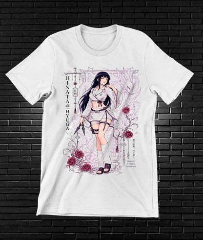 Camiseta Naruto Hinata CALEN diseño NIVRA blanco