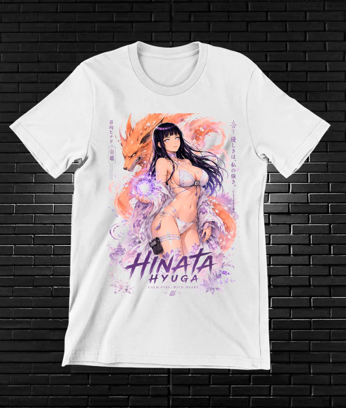 Camiseta Naruto Hinata CAREN diseño BANIX blanca