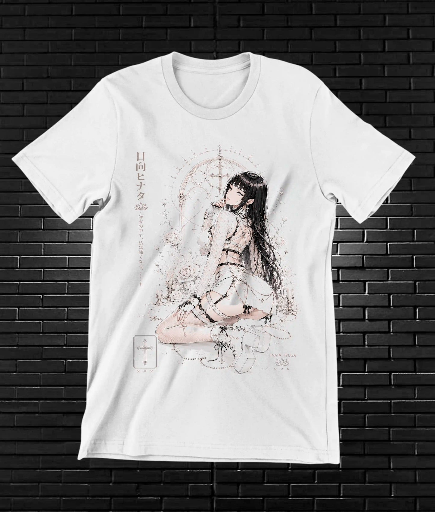 Camiseta Naruto Hinata CAREN diseño BAREN blanca