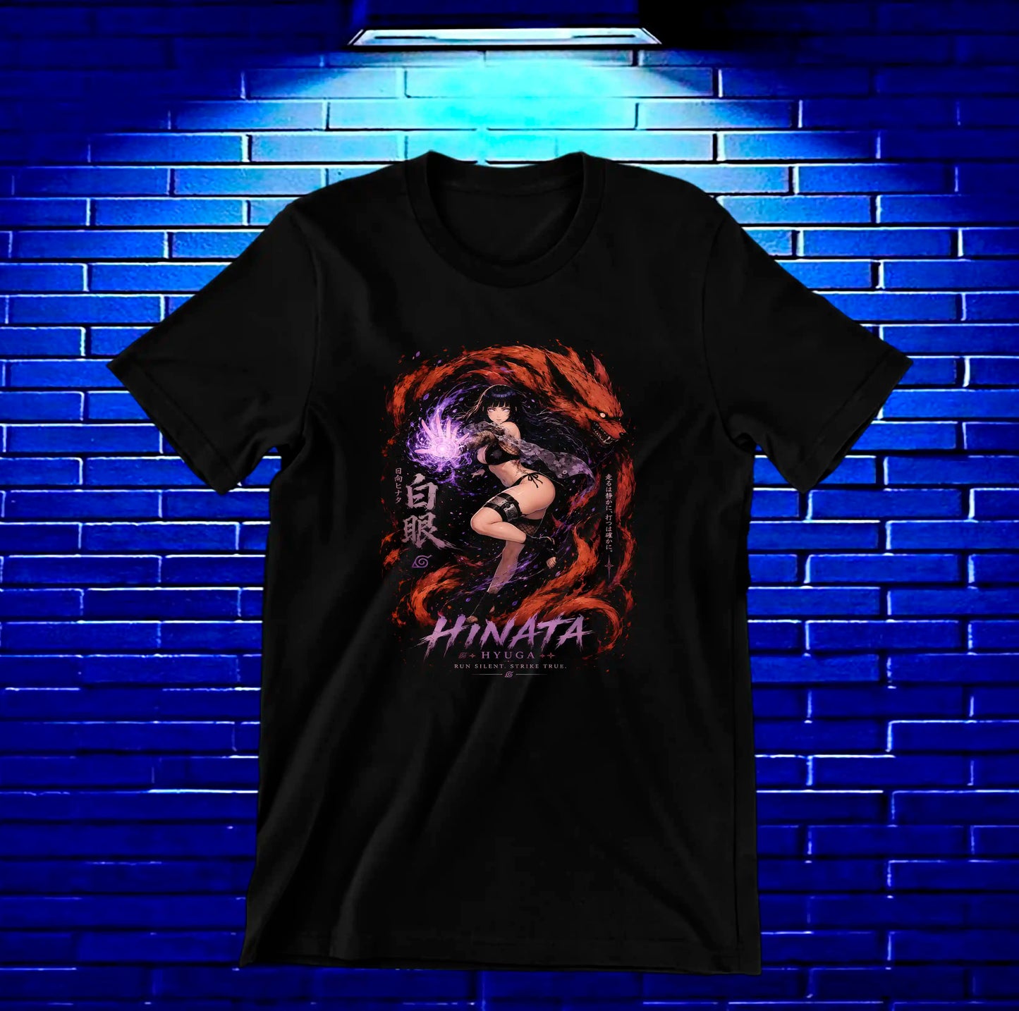 Camiseta Naruto Hinata CAREN diseño BAREN negra