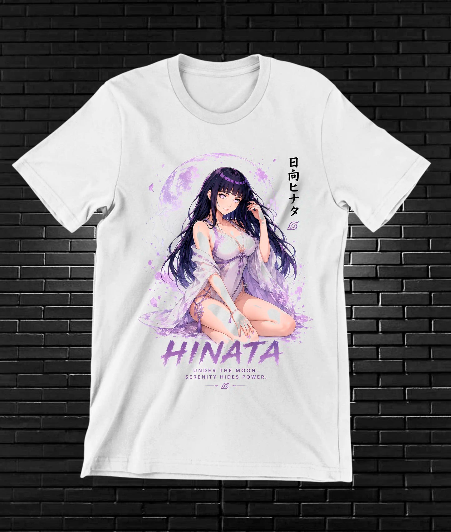 Camiseta Naruto Hinata CAREN diseño MERON blanca