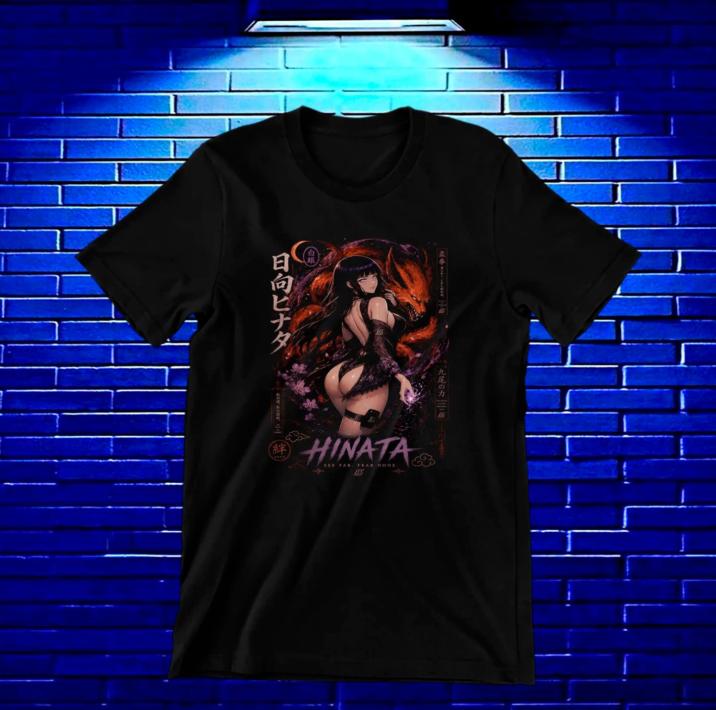 Camiseta Naruto Hinata CAREN diseño MERON negra