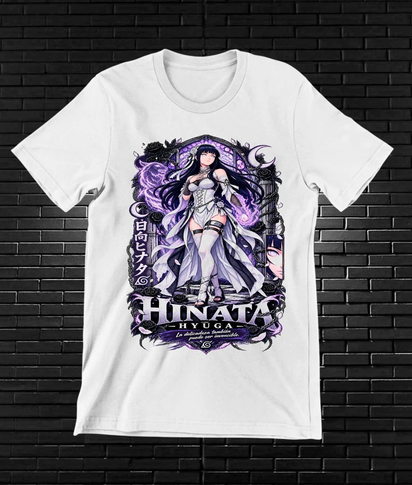 Camiseta Naruto Hinata CAVEN diseño BANIX blanco