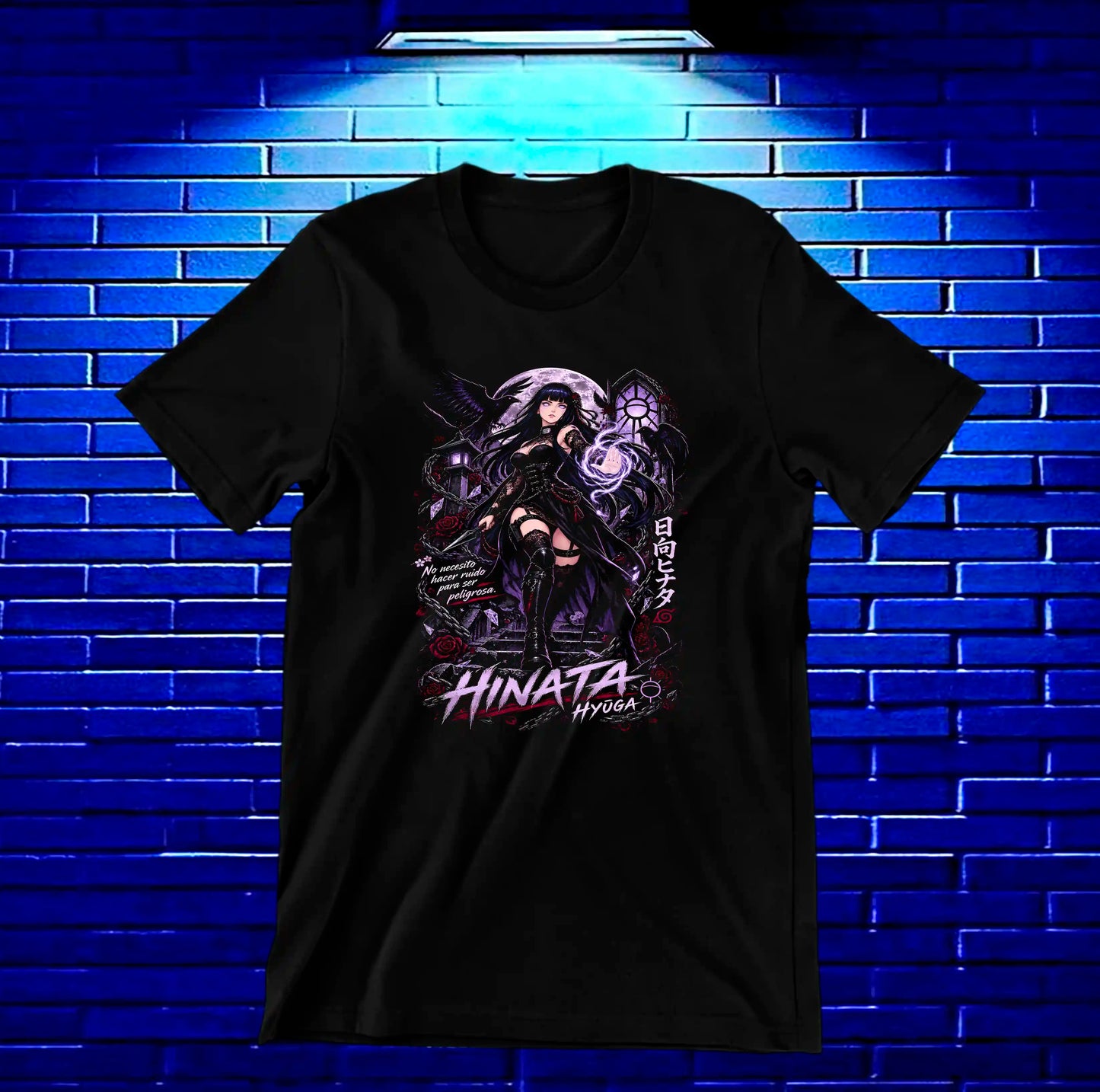 Camiseta Naruto Hinata CAVEN diseño MERON negro