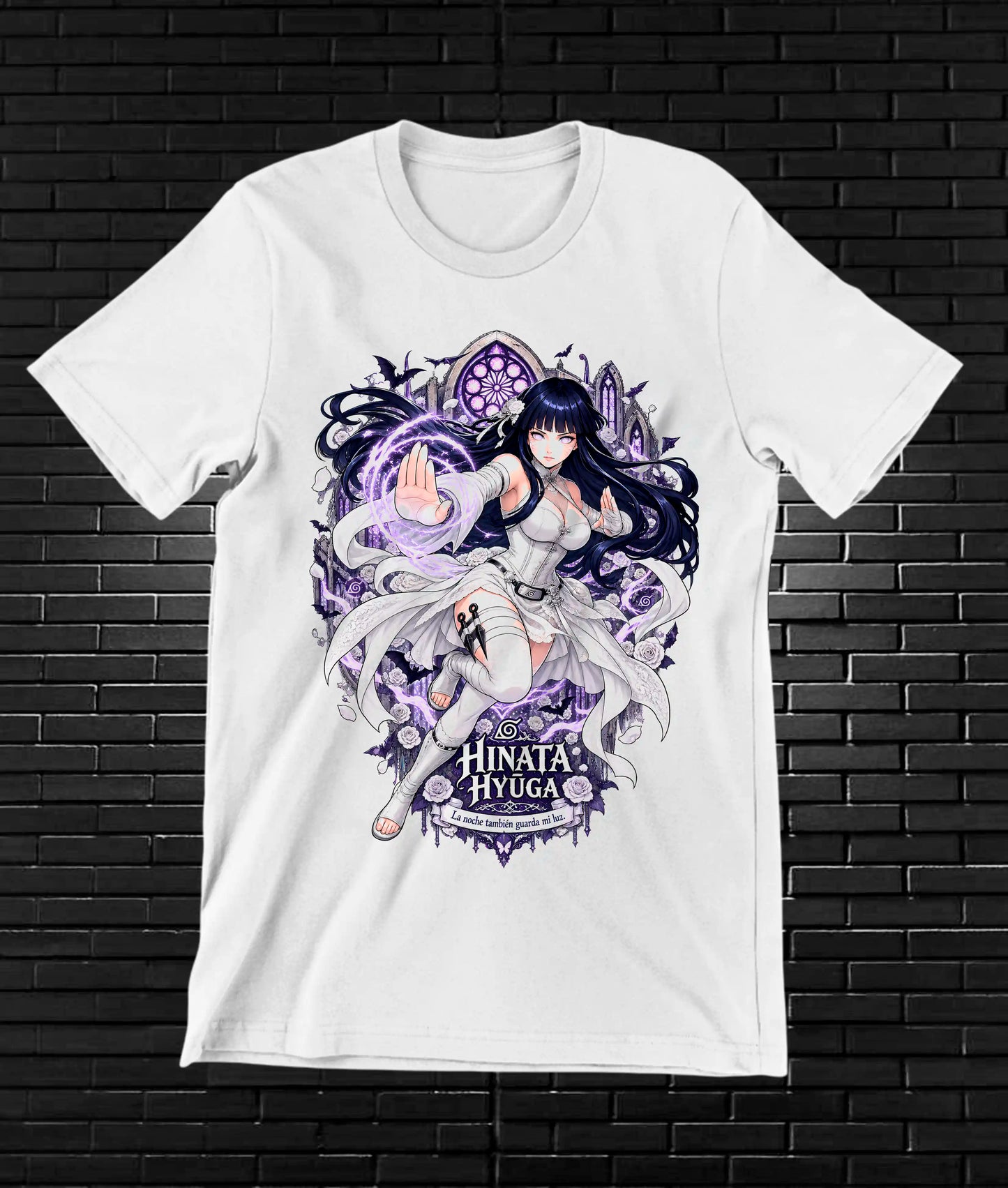 Camiseta Naruto Hinata CAVEN diseño NIVRA blanco