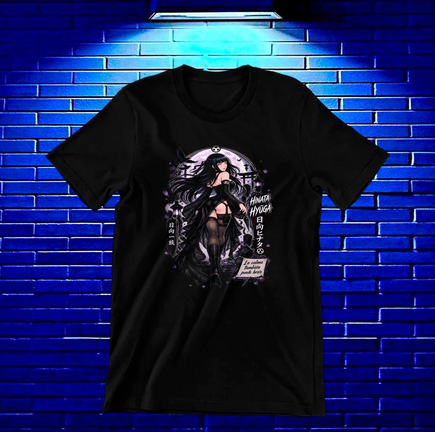 Camiseta Naruto Hinata CAVEN diseño NIVRA negro