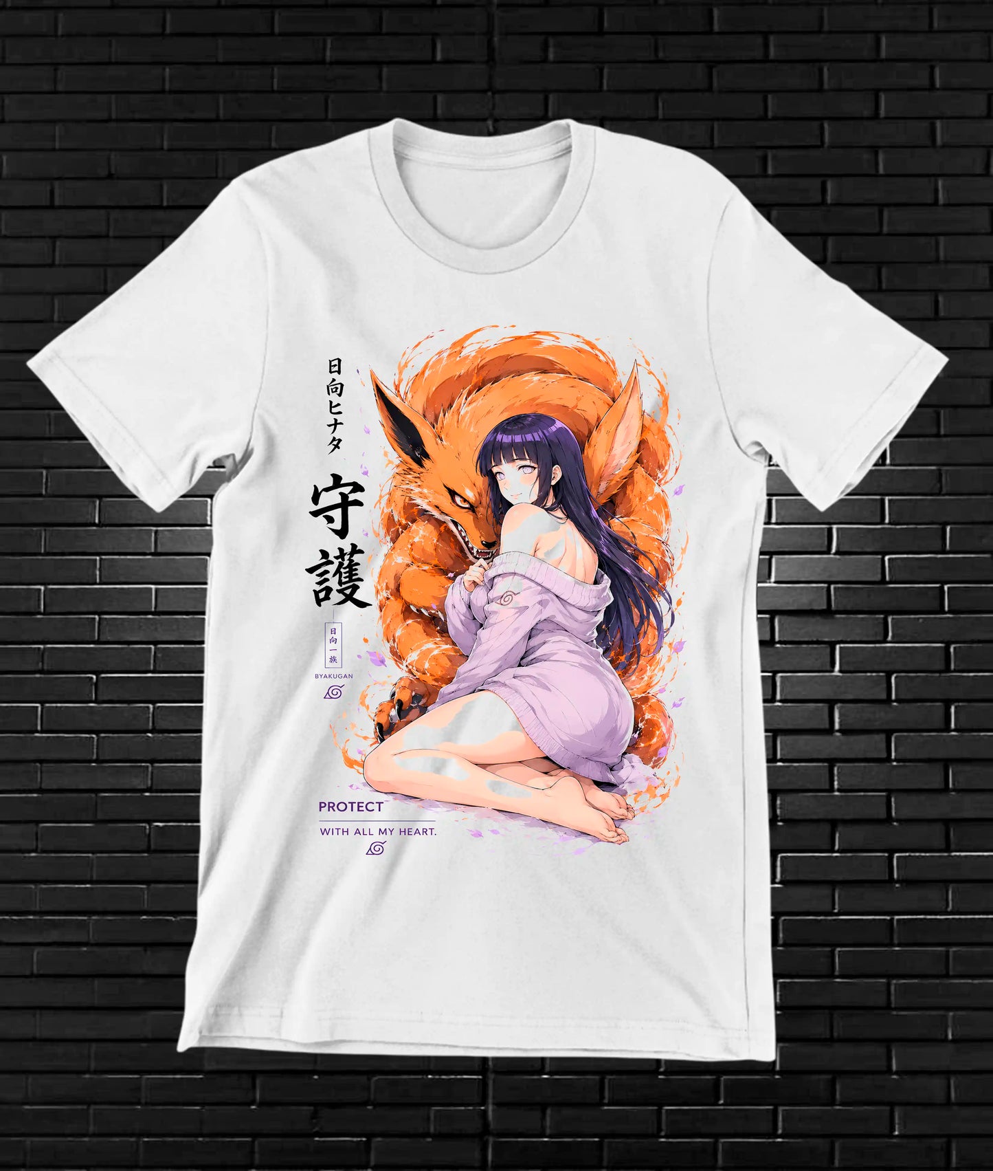 Camiseta Naruto Hinata CAYRO diseño BANIX blanco