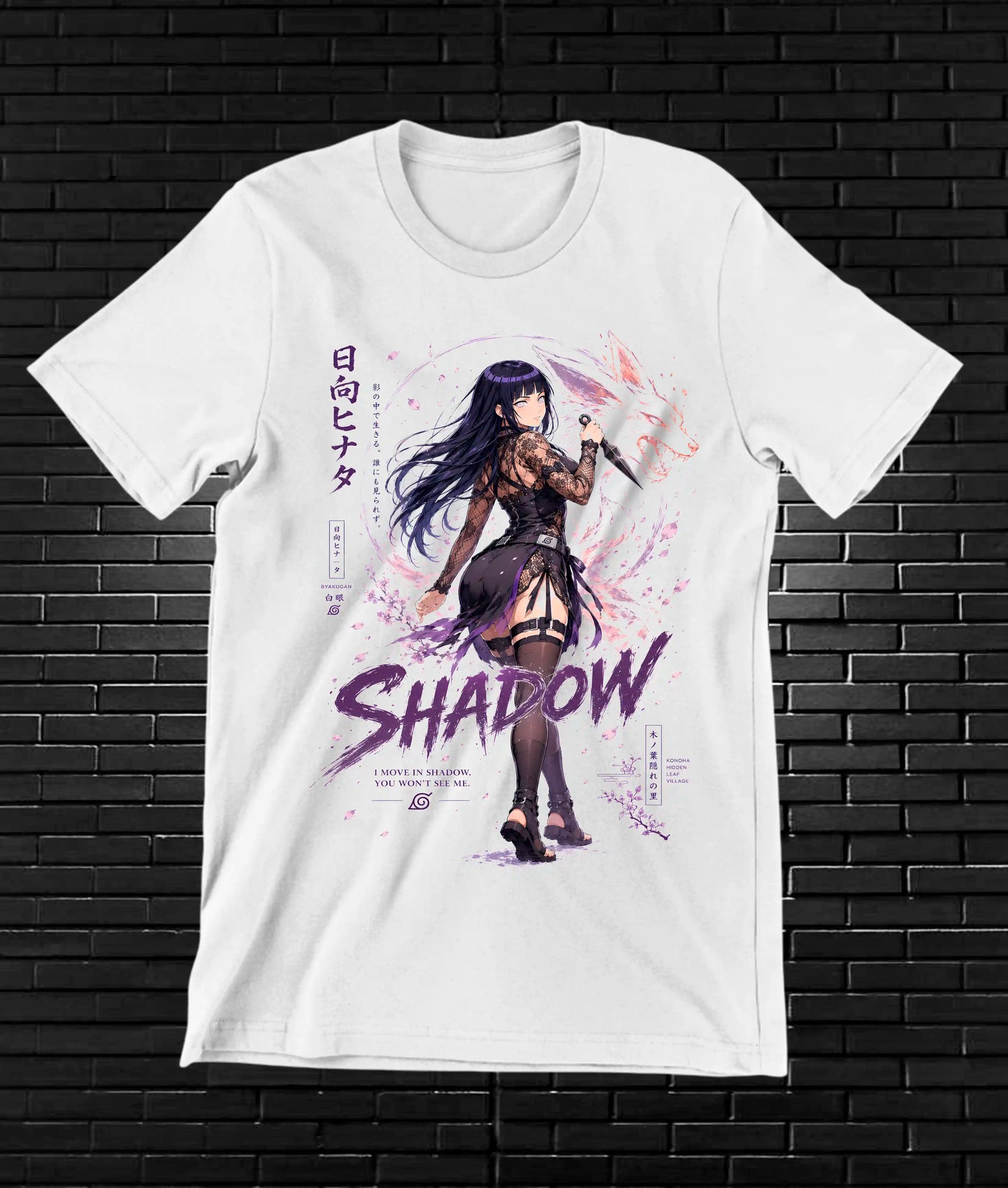 Camiseta Naruto Hinata CAYRO diseño CAVOX blanco