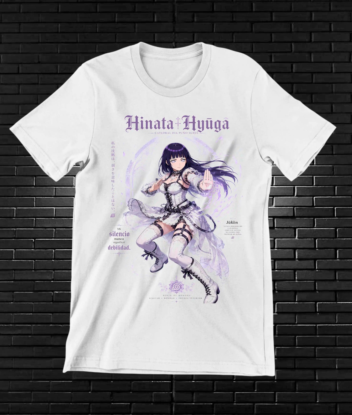 Camiseta Naruto Hinata MELYN diseño MERON blanco