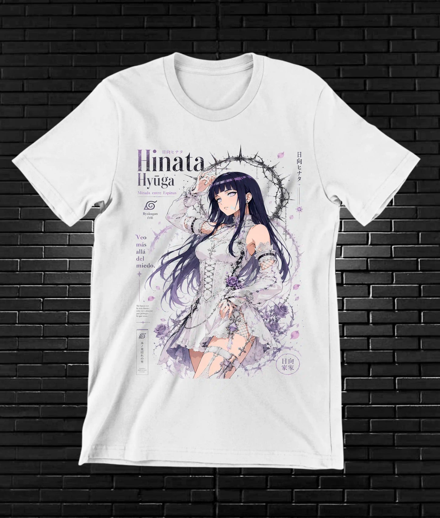 Camiseta Naruto Hinata MELYN diseño NIVRA blanco