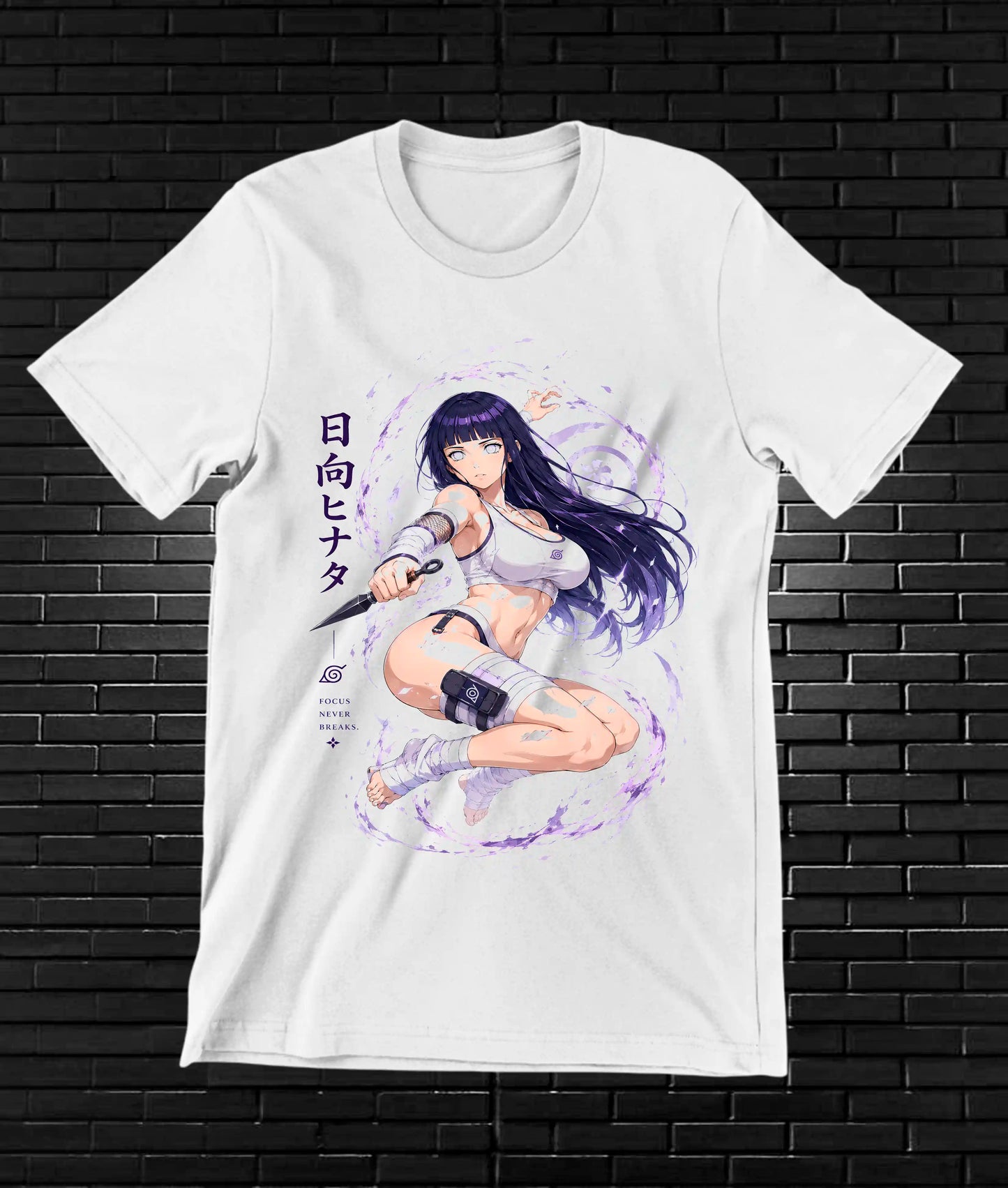 Camiseta Naruto Hinata MEVRA diseño CAVOX blanca