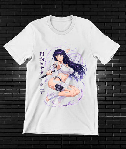 Camiseta Naruto Hinata MEVRA diseño CAVOX blanca