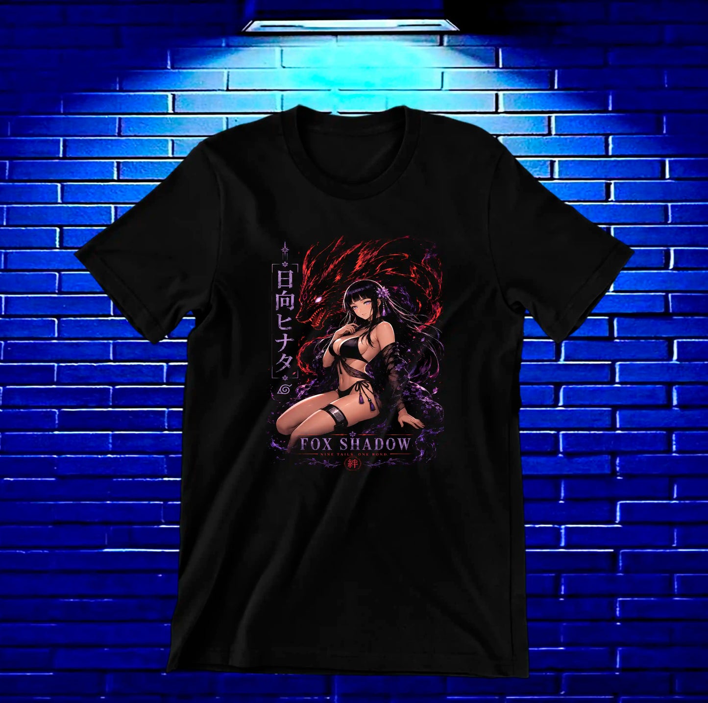 Camiseta Naruto Hinata MEVRA diseño MERON negra
