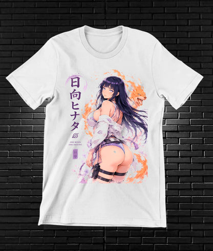 Camiseta Naruto Hinata MEVRA diseño NIVRA blanca