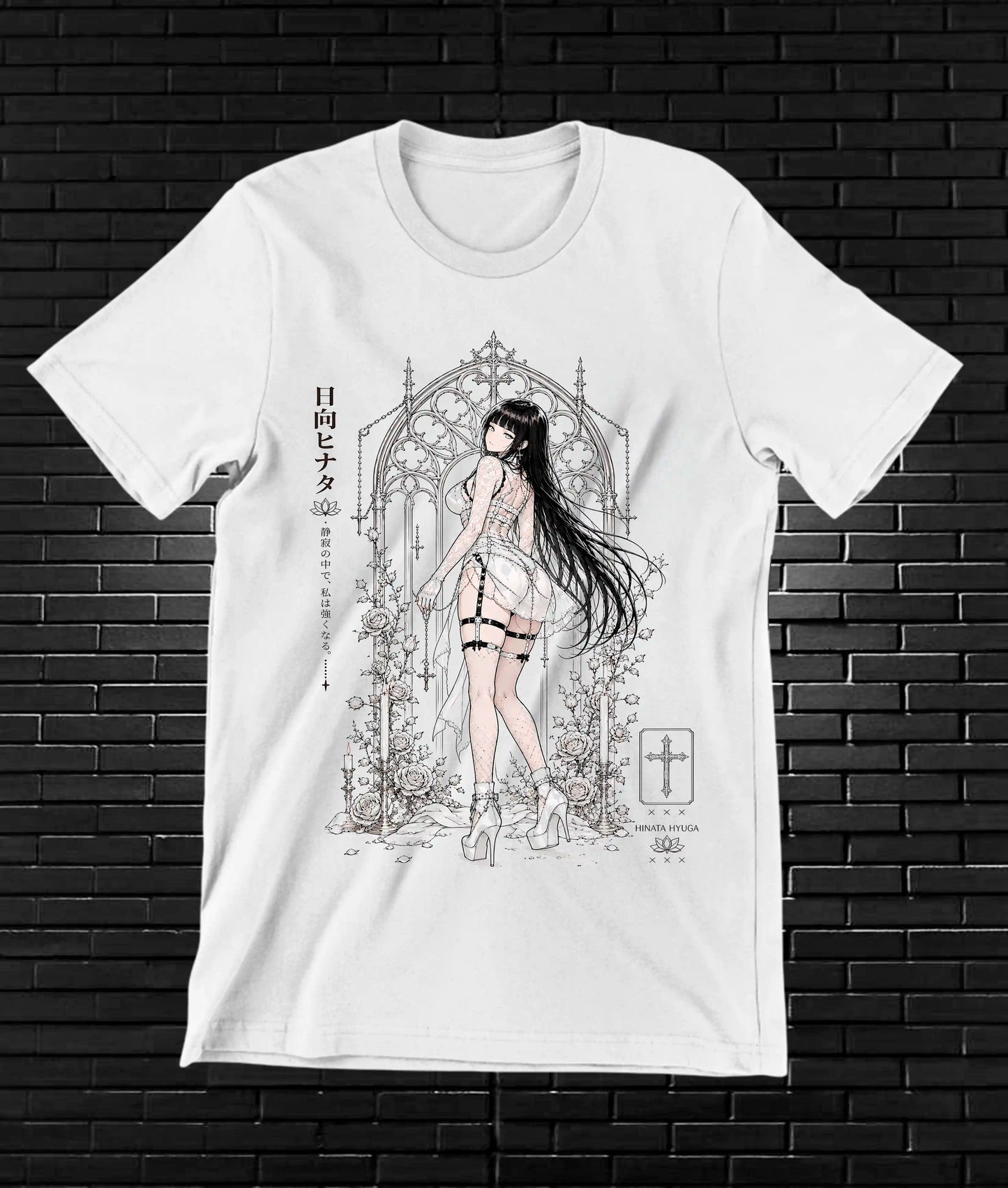 Camiseta Naruto Hinata NIMAR diseño MERON blanco