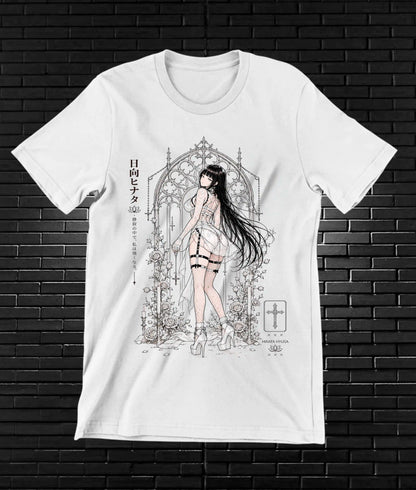 Camiseta Naruto Hinata NIMAR diseño MERON blanco