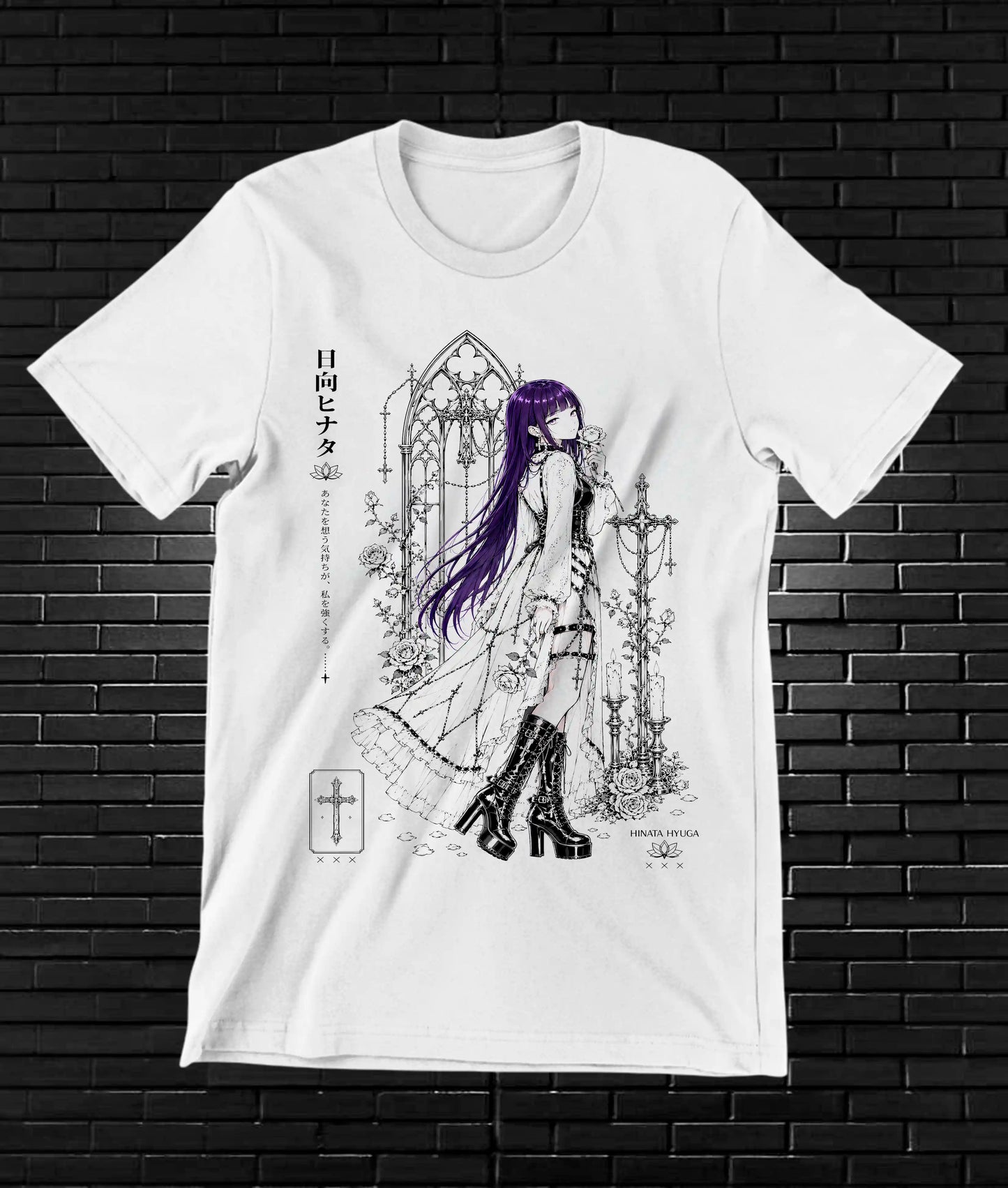 Camiseta Naruto Hinata NIMOR diseño CAVOX blanca