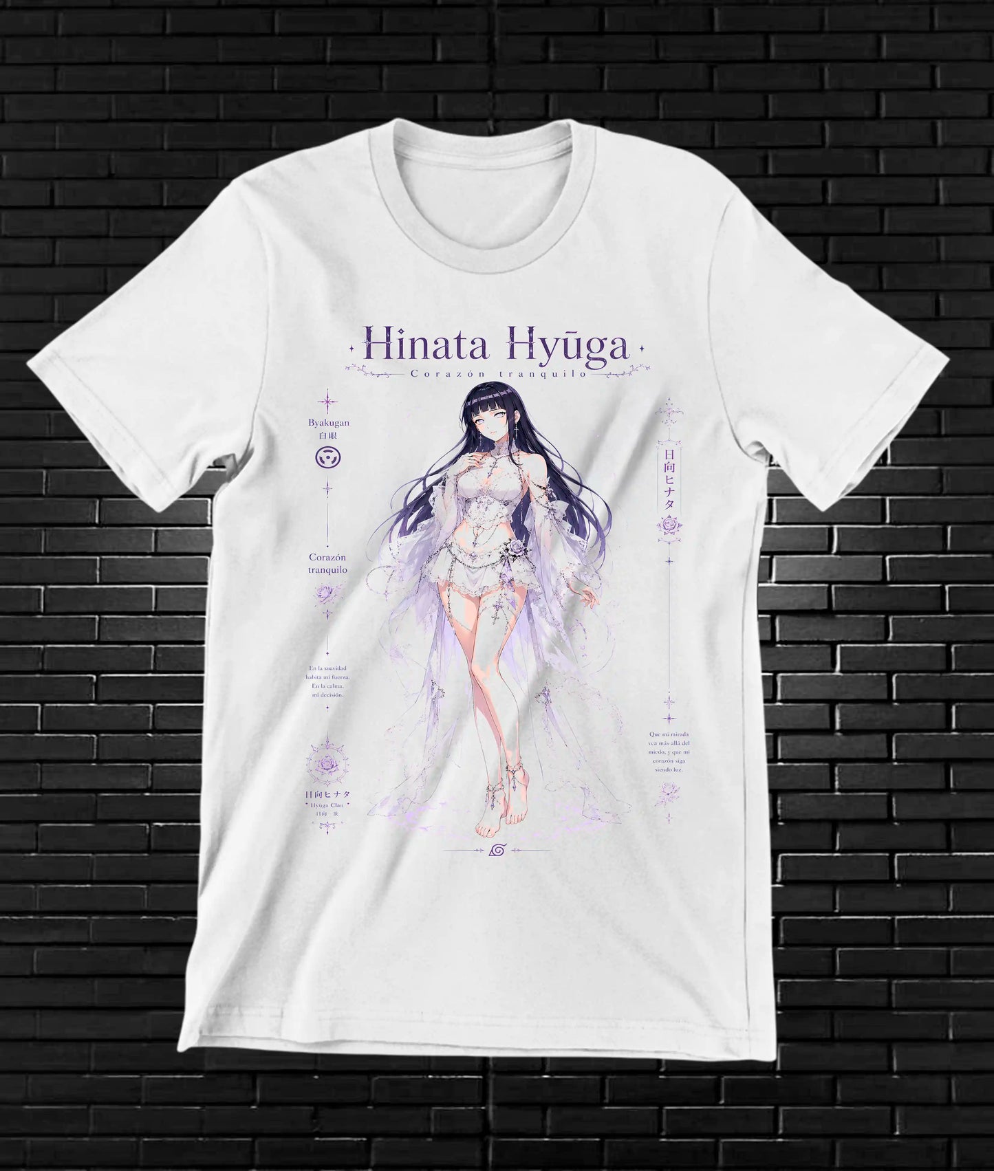 Camiseta Naruto Hinata NIREN diseño BANIX blanco