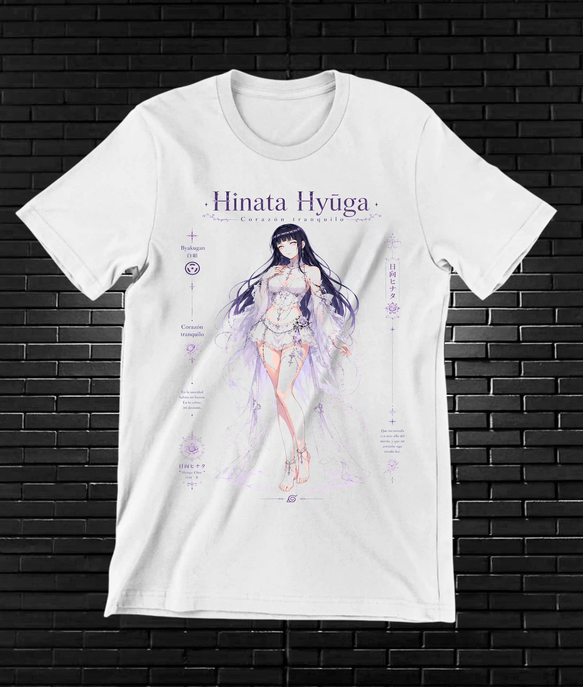 Camiseta Naruto Hinata NIREN diseño BANIX blanco
