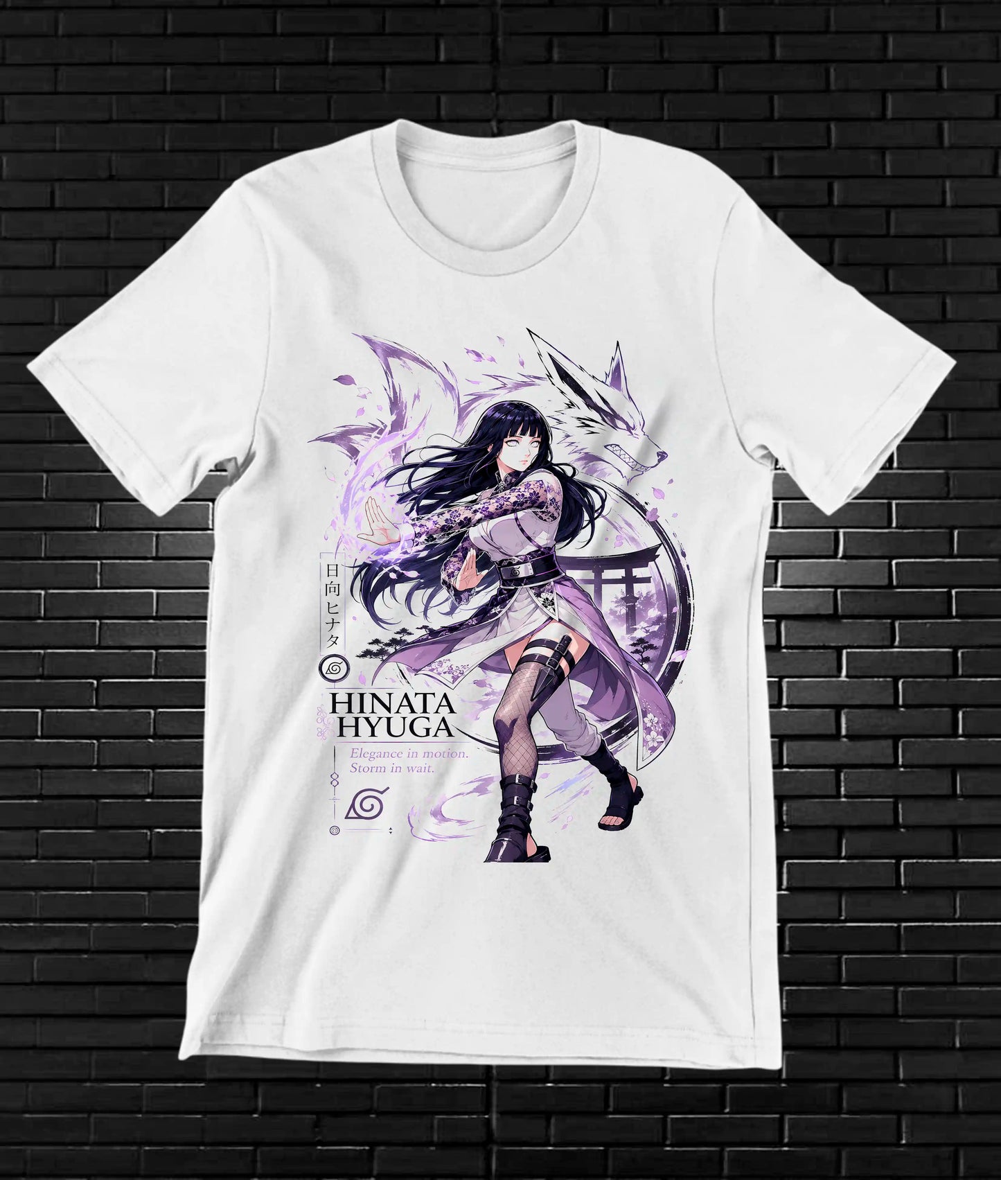 Camiseta Naruto Hinata NIVAR diseño BAREN blanco
