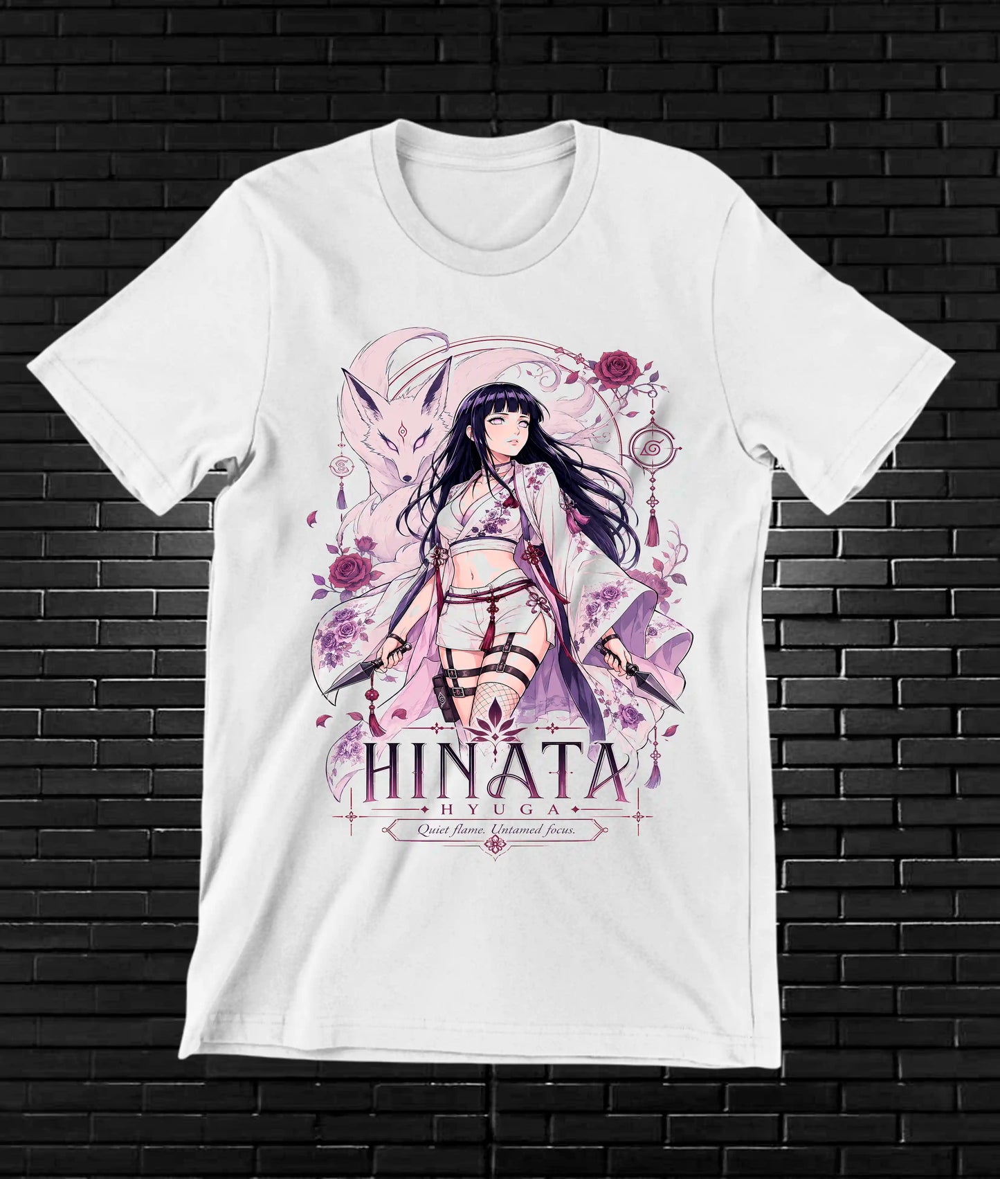Camiseta Naruto Hinata NIVAR diseño MERON blanco