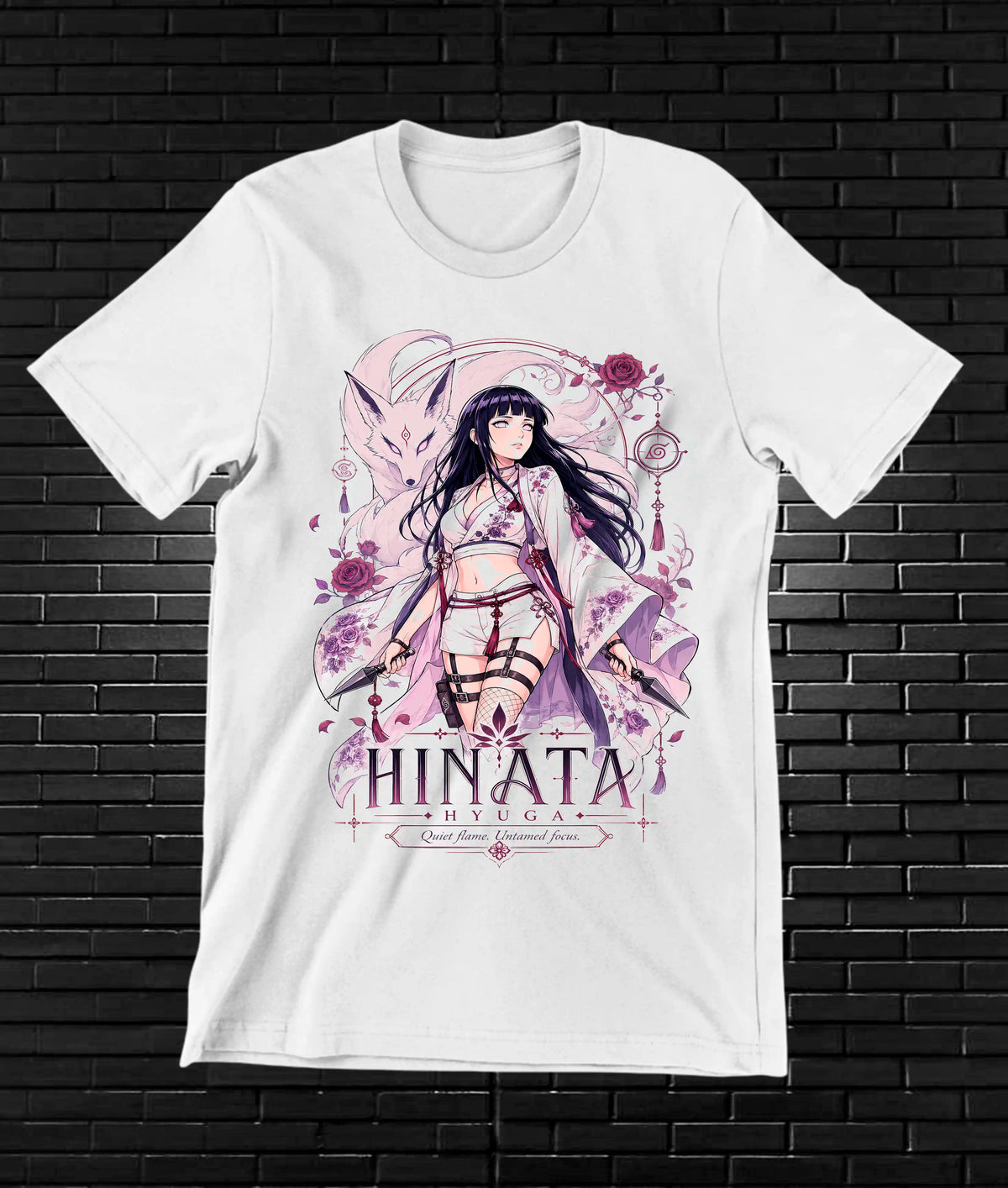 Camiseta Naruto Hinata NIVAR diseño MERON blanco