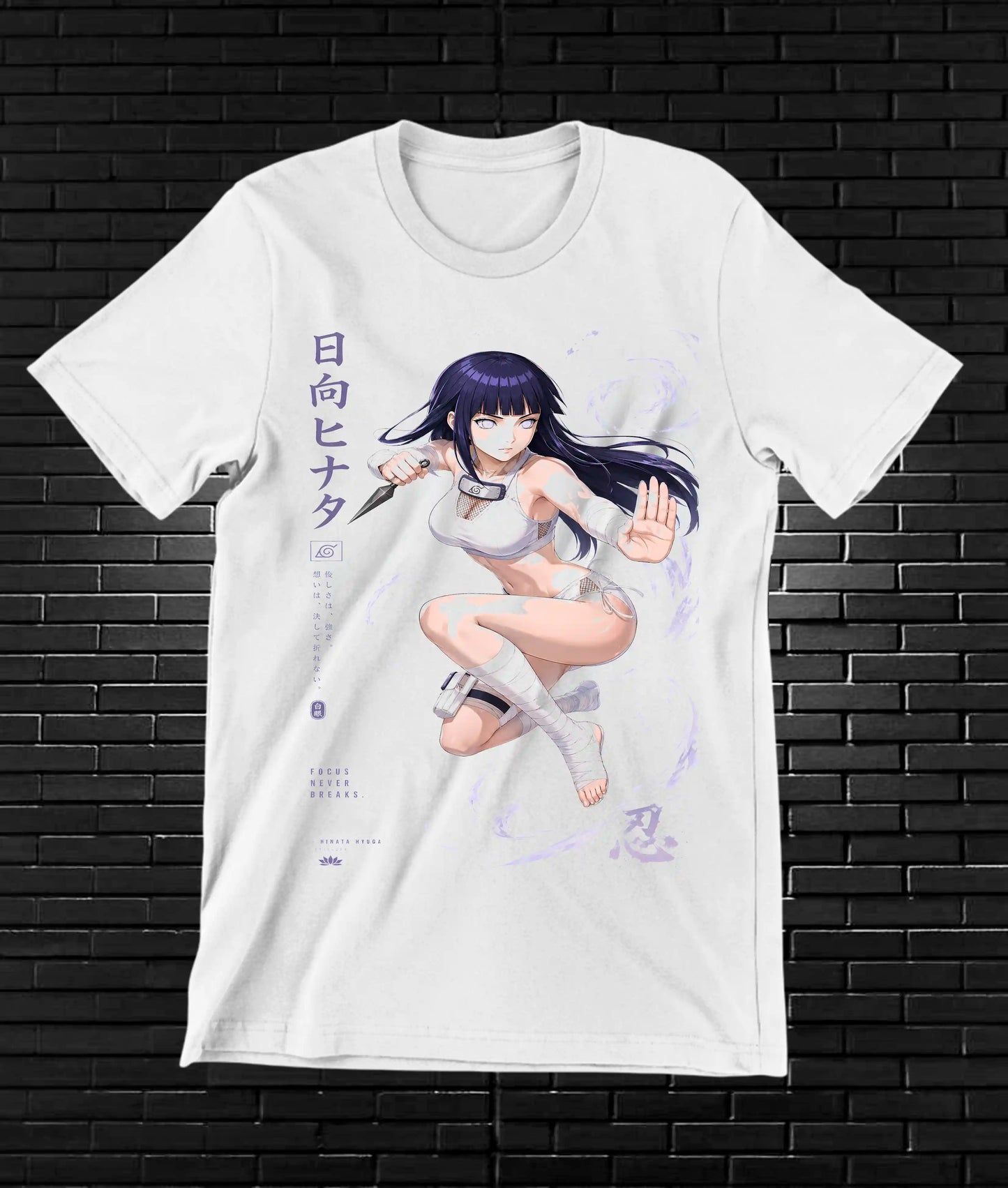Camiseta Naruto Hinata NIVOR diseño CAVOX blanco
