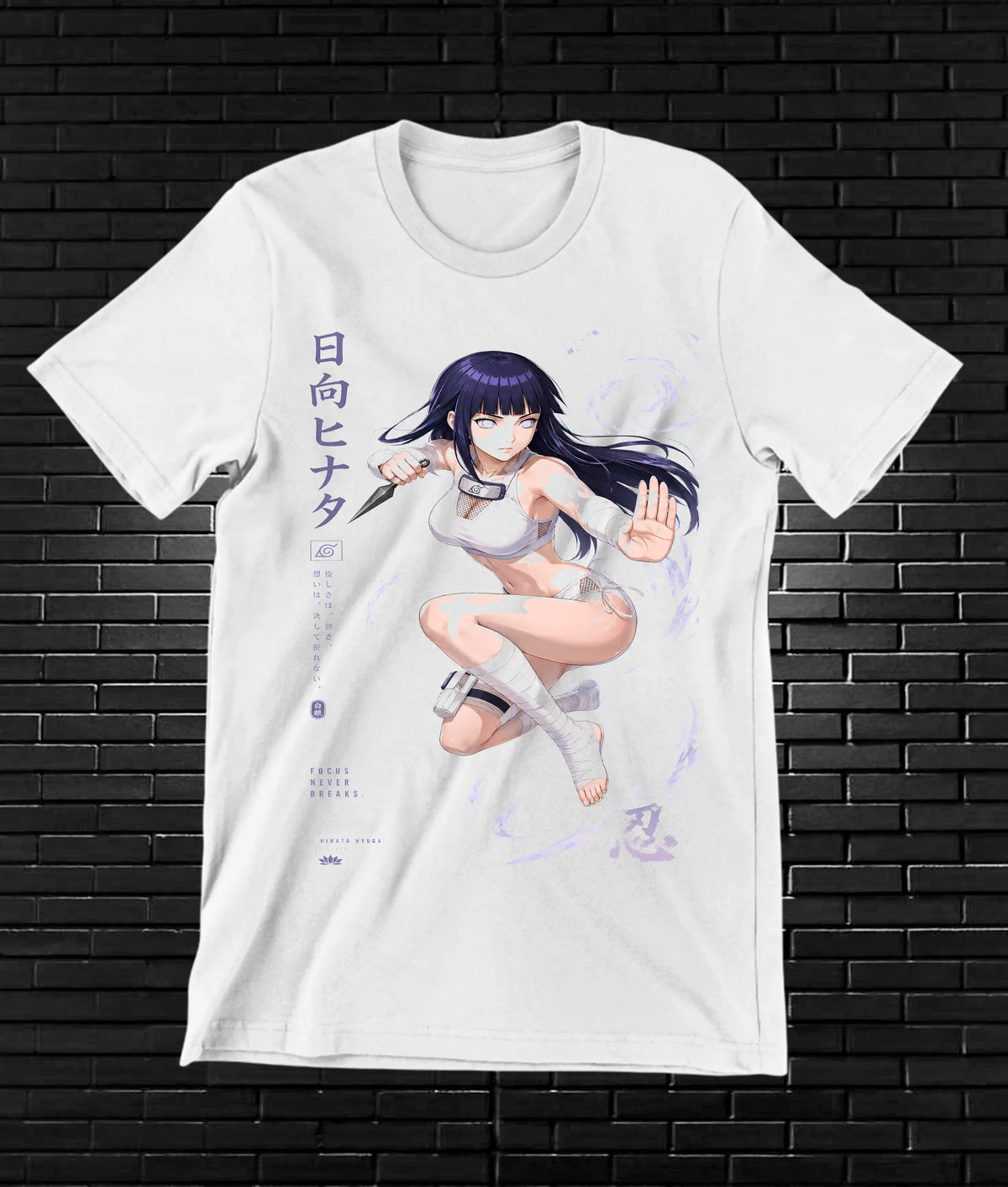Camiseta Naruto Hinata NIVOR diseño CAVOX blanco