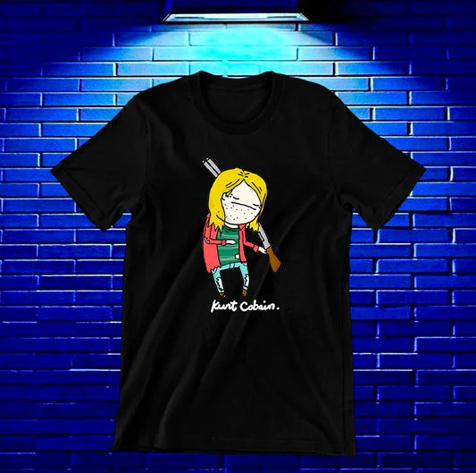 Camiseta Nirvana – Kurt Cobain en caricatura · Negra