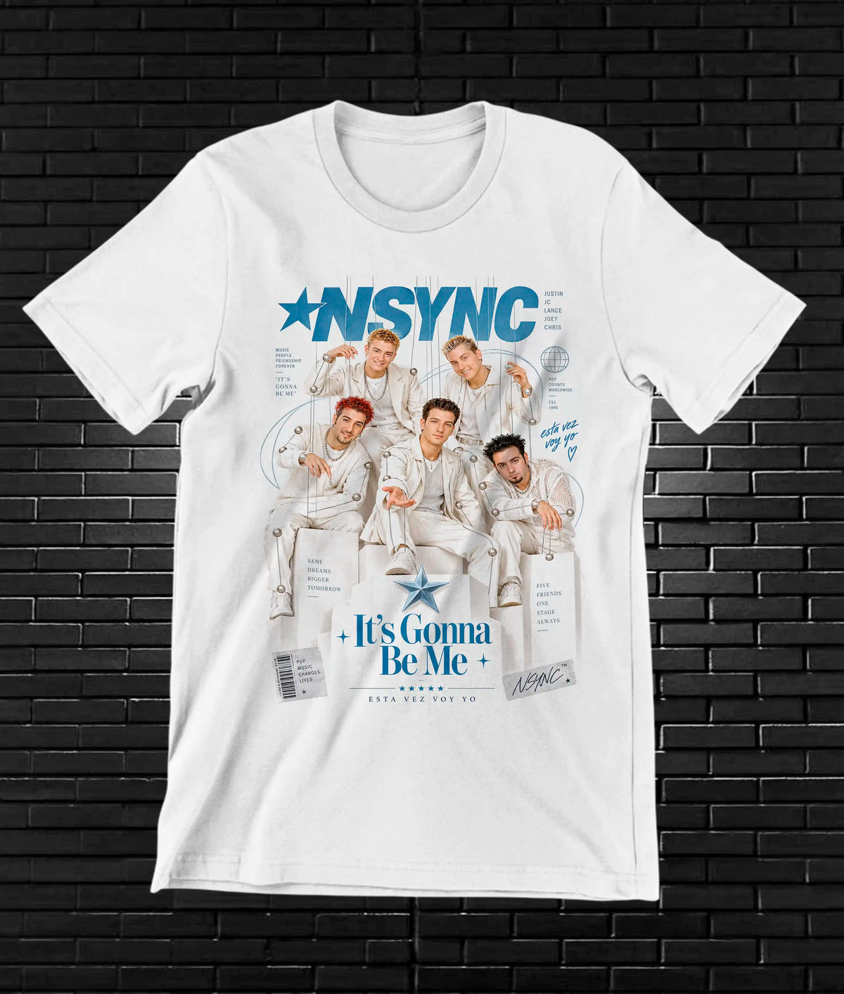 Camiseta NSYNC – CAMINE – Diseño MERON – Blanco