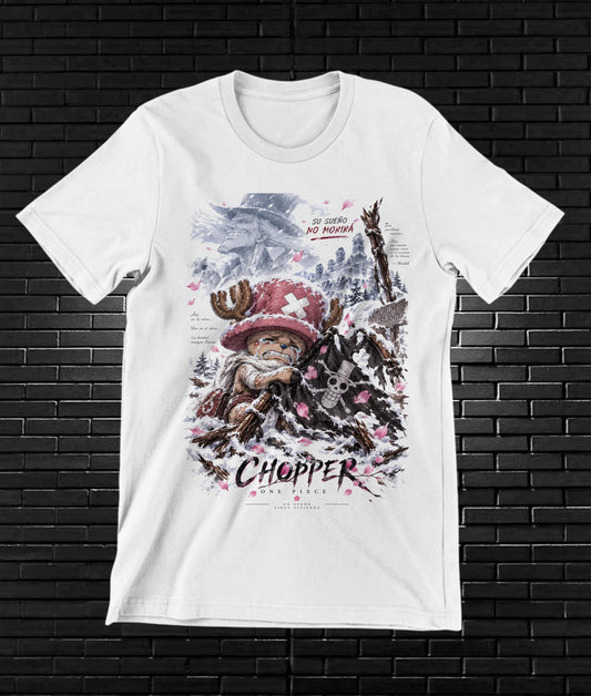 Camiseta One Piece Chopper – BAMOR – Diseño BAREN – Blanco