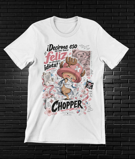 Camiseta One Piece Chopper – CAMINE – Diseño MERON – Blanco