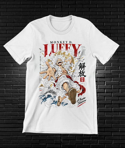 Camiseta One Piece Luffy – BAMOR – Diseño CAVOX – Blanco
