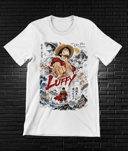 Camiseta One Piece Luffy – BAMOR – Diseño NIVRA – Blanco
