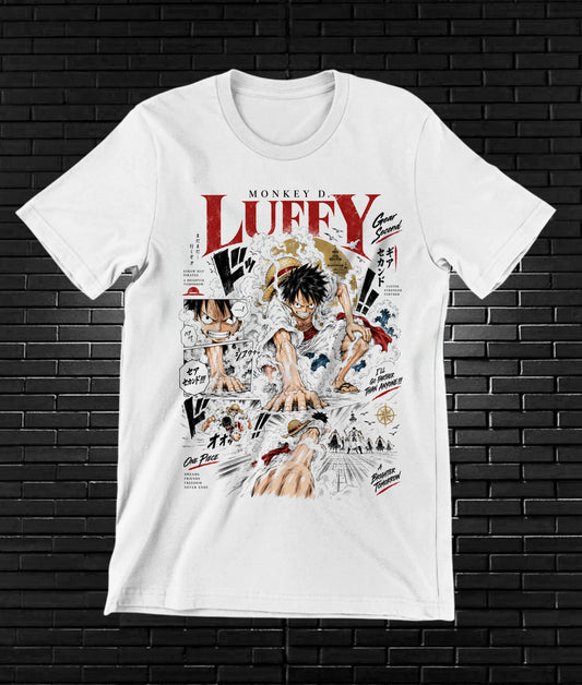 Camiseta One Piece Luffy – CAMINE – Diseño BANIX – Blanco