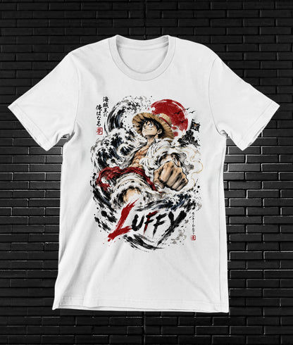 Camiseta One Piece Luffy – NIMOR – Diseño BANIX – Blanco