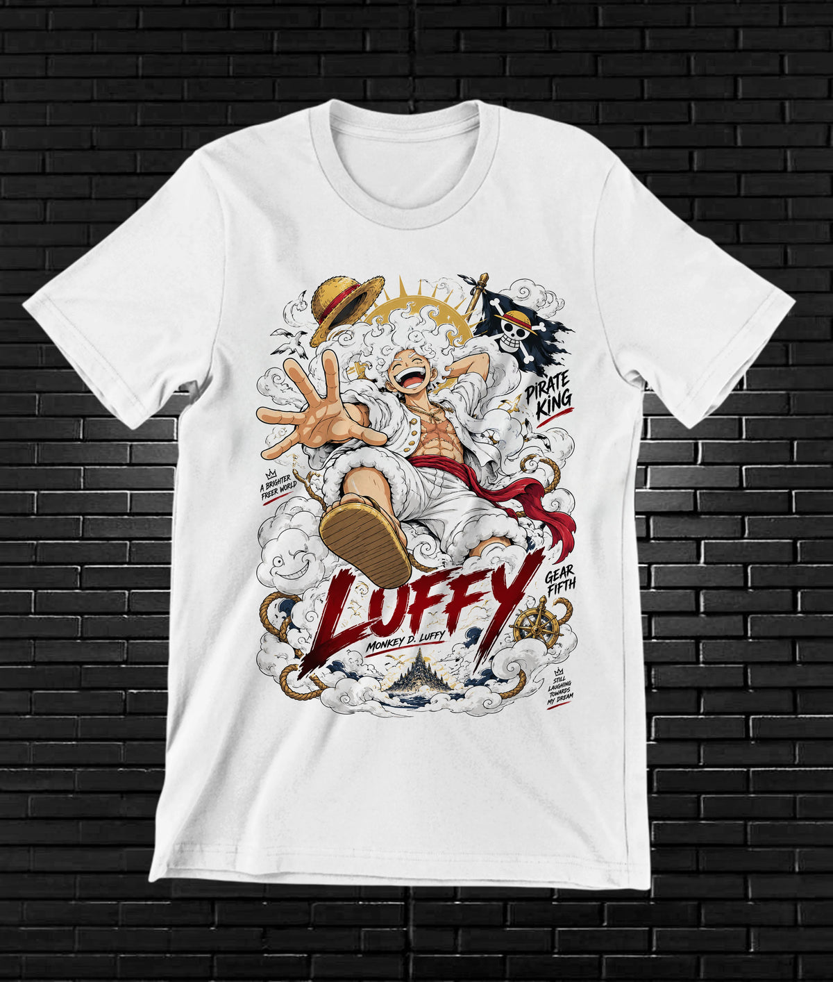 Camiseta One Piece Luffy – NIMOR – Diseño CAVOX – Blanco