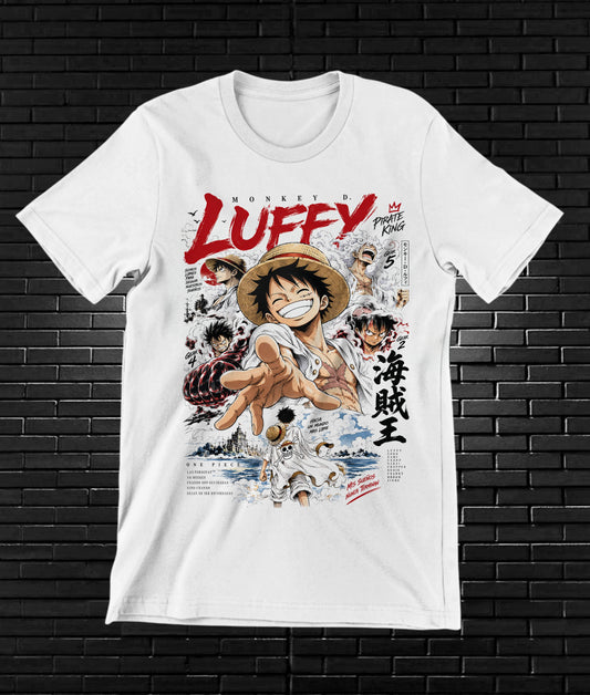 Camiseta One Piece Luffy – NIMOR – Diseño NIVRA – Blanco